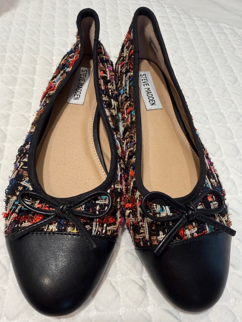 Steve Madden Black Tweed-Accent Ballet Flats
